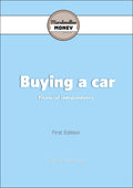 Book cover of 'Buying a car: Financial Independence' by Tracey West on a light blue background.