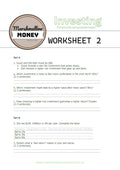 Worksheet titled 'Investing' from Marshmallow Money Australia on a white background