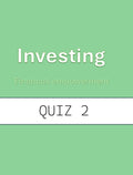 Text 'Investing' and 'QUIZ 1' on a green background