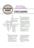 Crossword puzzle titled 'Saving Marshmallow Money' with definitions on a white background.