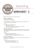 Marshmallow Money worksheet on spending scenarios with a white background