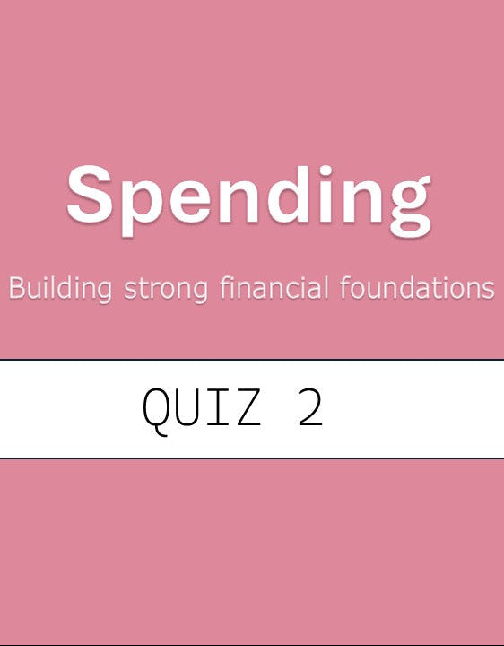 Pink background with 'Spending' and 'QUIZ 2' text