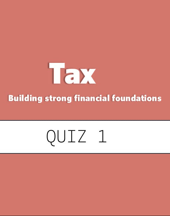 Red background with 'Tax' and 'QUIZ 2' text