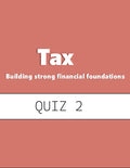 Red background with 'Tax' and 'QUIZ 2' text